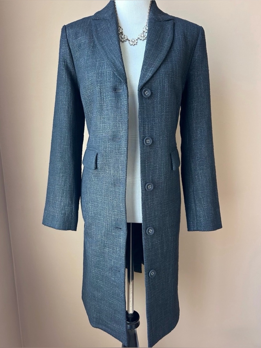 CAbi Women’s Silver Lining Long Classic Tailored Overcoat